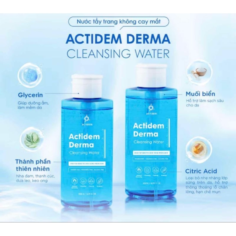 (Sẵn) Nước tẩy trang Actidem 500ml không cay mắt
