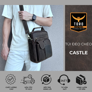  Túi đeo chéo【Bảo hành 5 năm Túi da nam chất liệu bò thật 100%  - mã TDCC - Túi đeo chéo Castle 