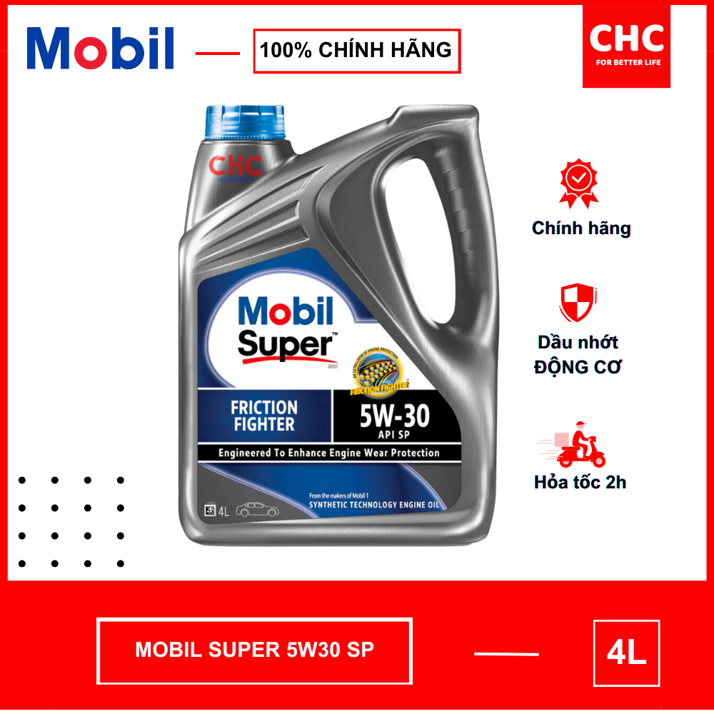 Dầu nhớt Mobil 5W30 Super Fiction Fighter 4 Lít, dành cho xe hơi đời mới các Toyota, Mazda, Huyndai,