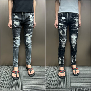 Quần bò jean nam Dsq2 rách nhiều mix khoá lệch (được ktra hàng)