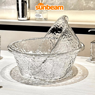 Chậu Rửa Mặt Trong Suốt Vân Kim Cương SUNBEAM, Thau Nhựa Acrylic Chịu Nhiệt Tốt, Có Móc Treo