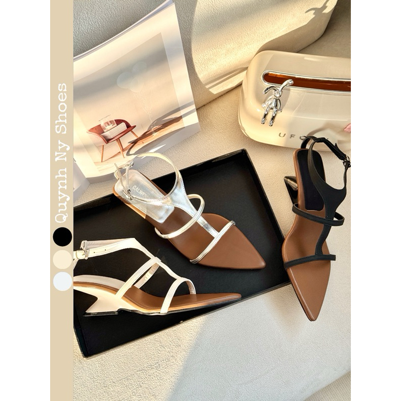 NYNY - (NEW)GIÀY CAO GÓT MŨI NHỌN QUAI CHỮ Y - GÓT XUỒNG CAO 5 PHÂN HIỆN ĐẠI - SANDALS TÔN DÁNG