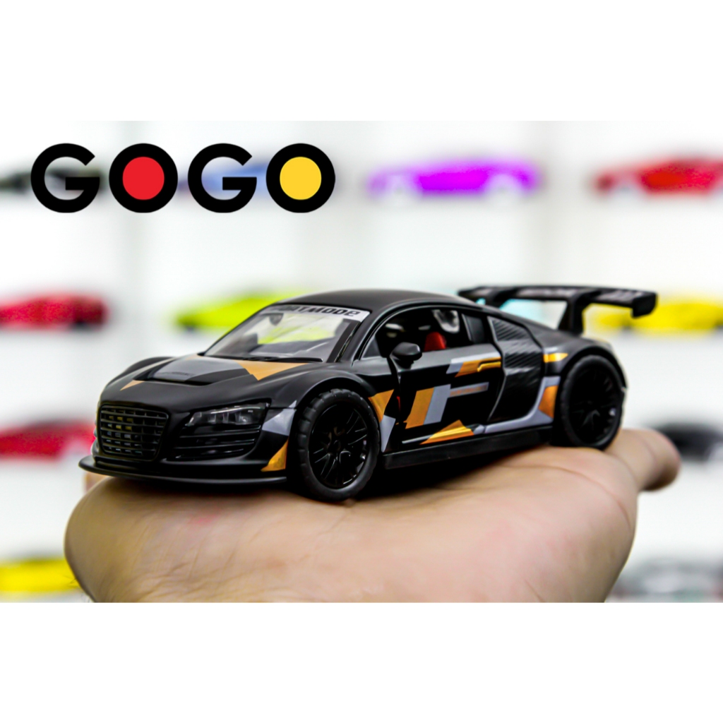 Xe mô hình bằng kim loại Audi R8 1:36 Đen cam