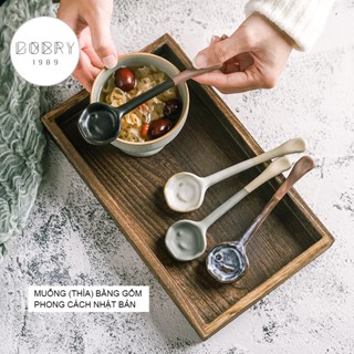  Muỗng bằng gốm sứ chịu nhiệt Thìa bằng gốm sứ tráng men dùng để pha cafe trà Phong cách vintage. 