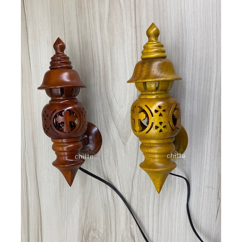 Đèn thờ gỗ gắn tường Thánh Giá - đèn bàn thờ ốp tường công giáo - giá bán /1 cái