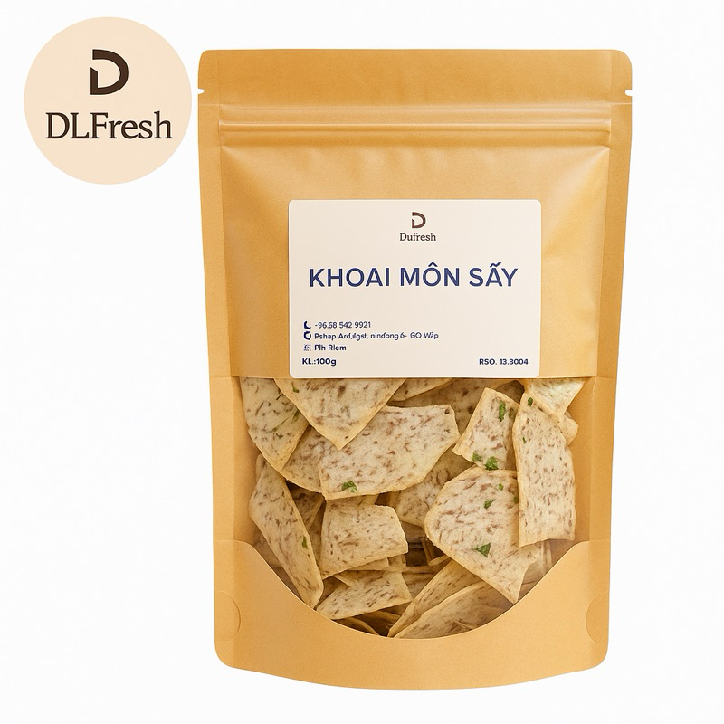 Khoai Môn Sấy Mắm Hành DLFresh 200g – Giòn Ngon Đậm Đà, Đặc Sản Đà Lạt, Ăn Vặt Không Chất Bảo Quản