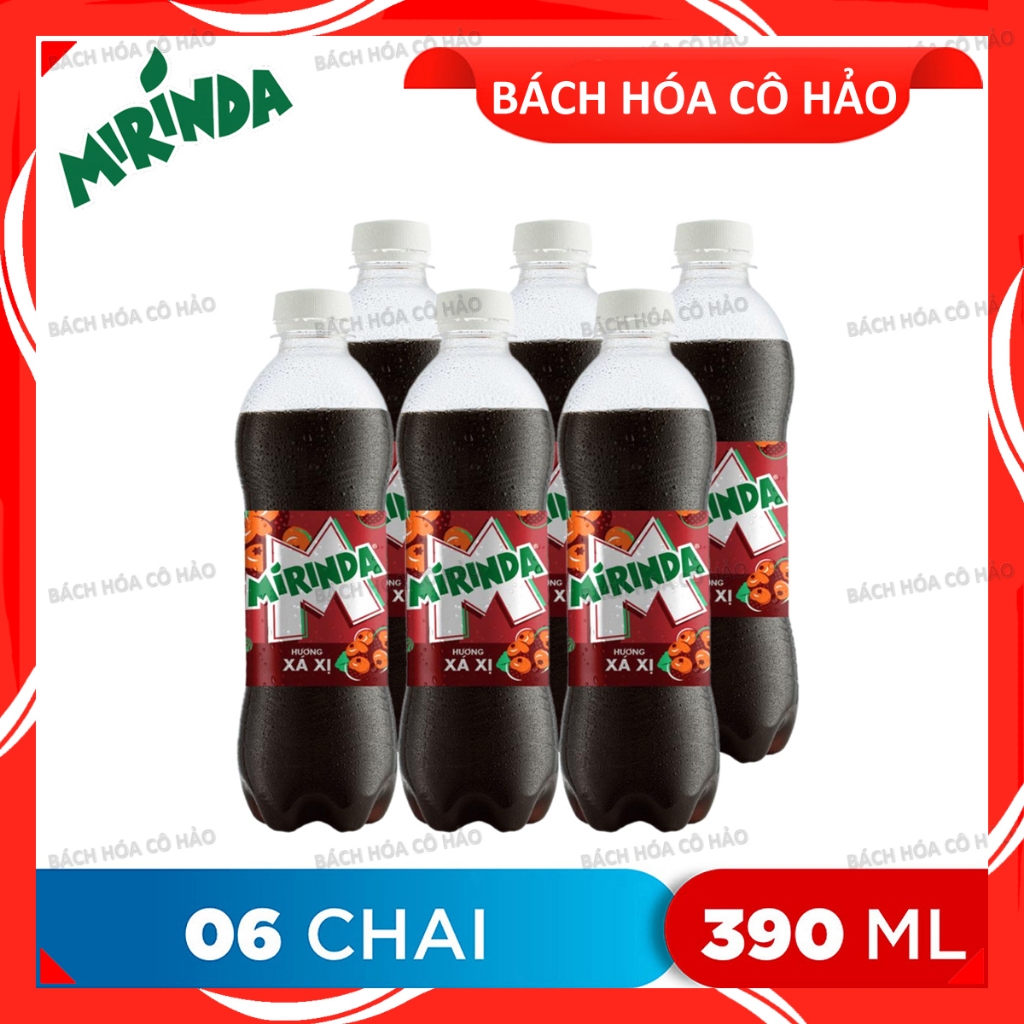 LỐC 6 CHAI NƯỚC GIẢI KHÁT HƯƠNG XÁ XỊ MIRINDA 390ML