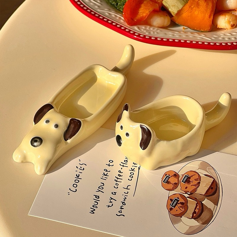Chén đựng nước chấm cún vàng Gốm sứ cao cấp chịu nhiệt cao, màu chén vẽ thủ công, bát nước chấm, bát