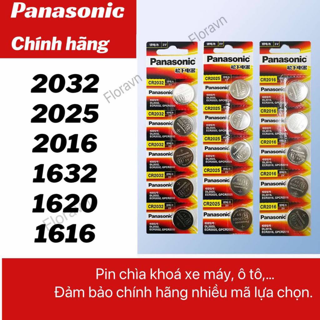 Vỉ 5 viên Pin Cmos - Pin cúc áo Panasonic CR2032 - CR2025 - CR2016 - CR1632 - CR1620 - CR1616