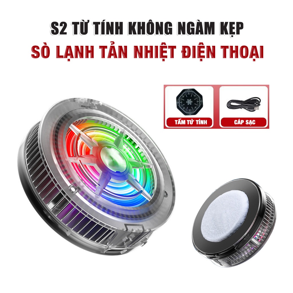 Quạt tản nhiệt điện thoại S2 / S3 / J42 / X12 Plus / X65 / SL50 Pro sò lạnh siêu rẻ Led RGB Gaming hỗ trợ tăng FPS | BigBuy360 - bigbuy360.vn