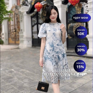 Đầm babydoll, Đầm thiết kế YODY MOM dáng suông xinh xắn, chất vải tơ 2 lớp cao cấp thiết kế tay bồng và lớp lót mềm mại