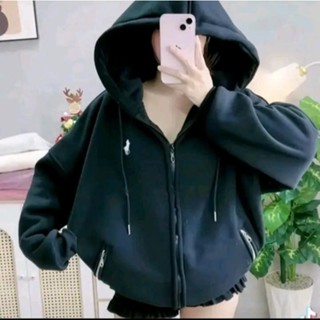 Áo Hoodie zip Nỉ Bông Form Rộng Nón To 2 Lớp Logo Thêu Ngựa