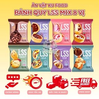 Bánh Quy Bơ Sữa Nhân Kem Socola Chip Mix Vị Hãng LSS Thơm Ngon, Bánh Quy Socola