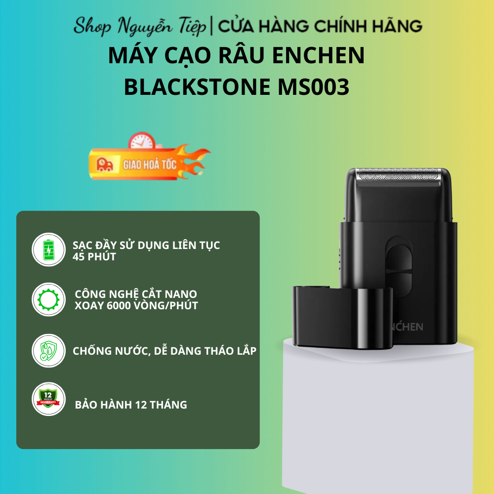Máy cạo râu mini Enchen MS003 lưỡi dao tự mài, tích hợp tông đơ, chống nước - BH 12 tháng