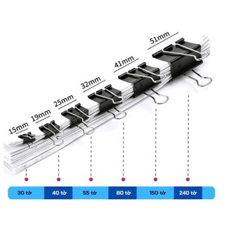 Hộp 12 Kẹp Bướm Đen 15 mm Eras E511