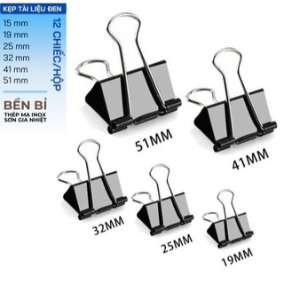 Hộp 12 Kẹp Bướm Đen 15 mm Eras E511