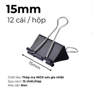 Hộp 12 Kẹp Bướm Đen 15 mm Eras E511