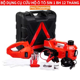 Bộ cứu hộ ô tô 5in 1 ROGTZ, kích nâng gầm, bơm lốp, tháo siết bulong, đèn pin, cảnh báo, BH 12 tháng