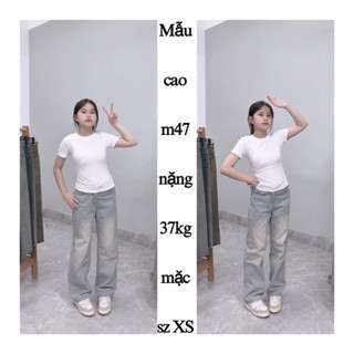 [MẪU MỚI - DEAL MỞ BÁN ] (SUÔNG NẤM) QUẦN JEANS NỮ ỐNG SUÔNG MÀU XANH NHẠT ( 9 tấc - 90cm ) ( nhận đơn từ m42-m52)