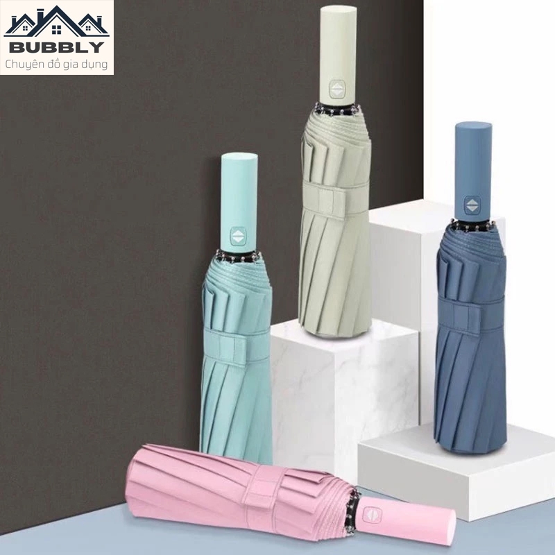 Ô Dù Che Mưa Nắng Chống Tia UV 10 Nan Kép Có Nút Bấm Tự Động Gấp Gọn , Ô Che Mưa Tự Động 10 Nan