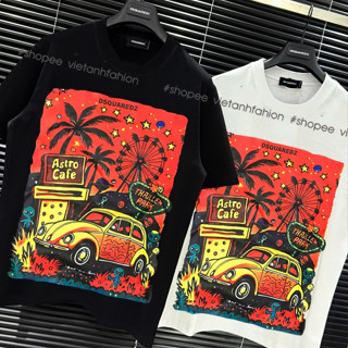 Áo phông DSQ cây dừa đỏ cổ tròn cộc tay,áo thun Dsq2 cây dừa hot trend boy phố mới nhất