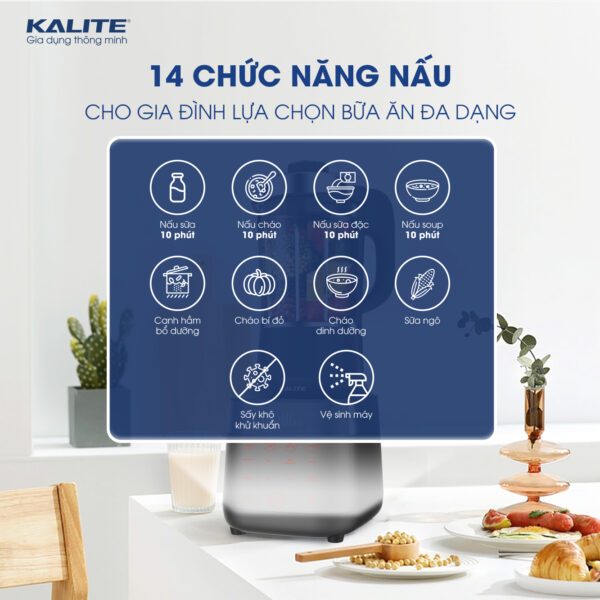 Máy Làm Sữa Hạt Kalite KL990P Chế Độ Nấu Nhanh Độc Quyền, Cảm Biến Chống Trào Tuyệt Đối Công Suất 27