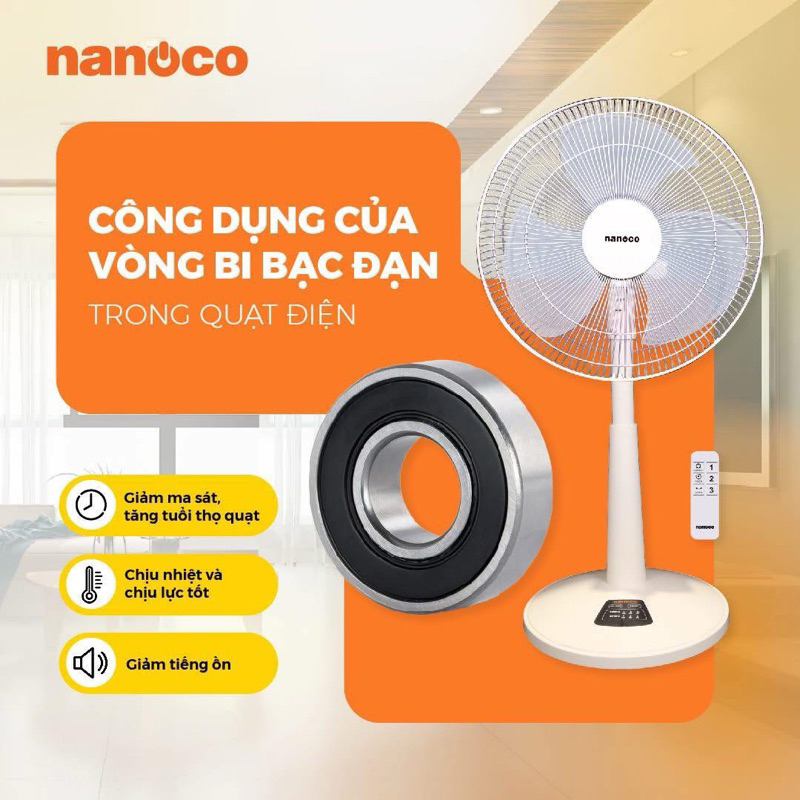 Quạt lửng remote Nanoco NLF1624RC-BL (Màu xanh) NLF1624RC-BE (Màu Beige)
