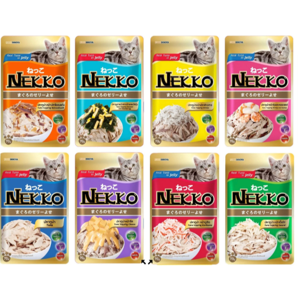 Pate cho mèo Nekko, Pate cho mèo lớn Nekko đủ vị túi 70gr [12 túi]
