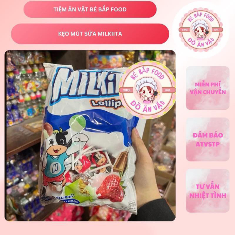 Sỉ gói 50 que kẹo mút sữa milkita mix vị , kẹo mút sữa trái cây milkita bịch 50 que sỉ đồ ăn