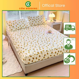 Bộ Ga Giường Và Vỏ Gối Trần Bông Cotton Đũi Xơ Đậu Nành Set Ga Gối Bo Chun Chất Liệu Cotton Loại 1