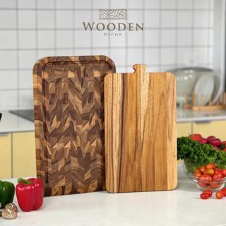 Thớt Gỗ Teak 2 Trong 1 Cao Cấp, Bền Bỉ, Sang Trọng, An Toàn Thực Phẩm, Wooden Decor - The 2in1