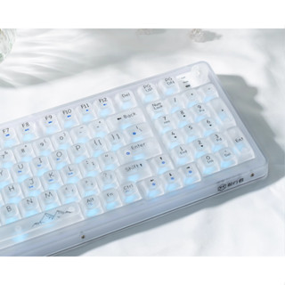 Bàn phím cơ không dây ba chế độ trong suốt EWEADN V99PRO RGB, có núm xoay chơi game