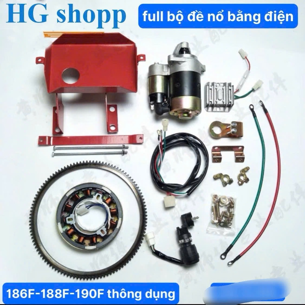 Full Bộ Đề Nổ Máy Cày 186F - 188F -190F Máy Phát Điện 186F -  188F -190F Bộ Đề Máy Phát Điện Dùng Ac
