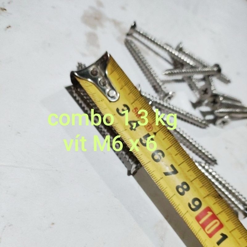 vít lắp đặt inox M6 x 60mm tắc kê  nhựa 8x 8  combo 1,3kg