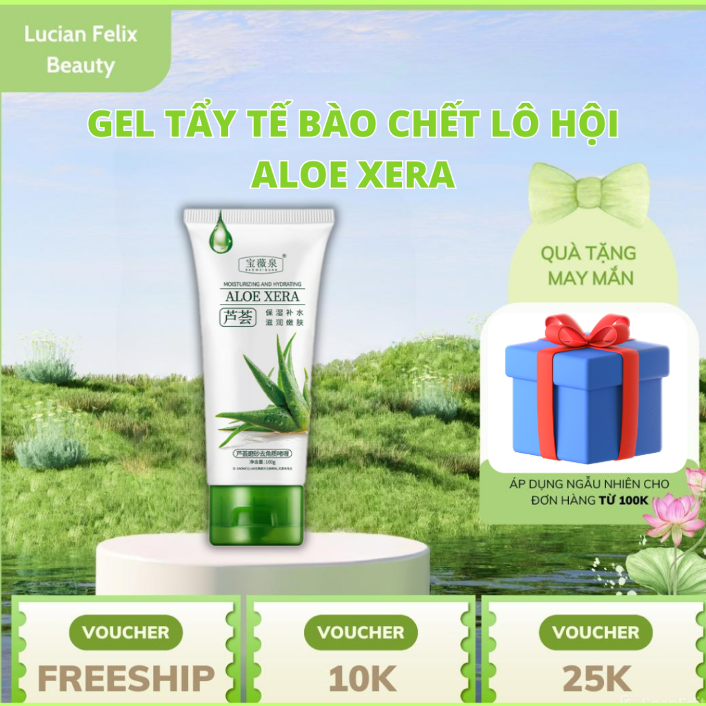 Gel tẩy tế bào chết lô hội ALOE XERA - Hỗ trợ làm sạch sâu và nhẹ nhàng, giúp da mịn màng, giảm mụn