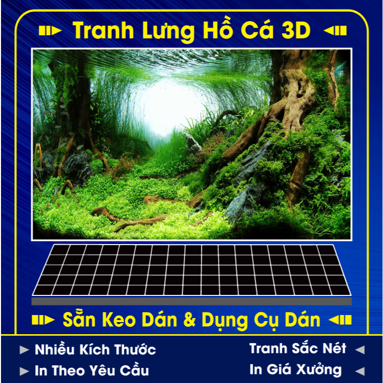 Tranh Dán Bể Cá Có Sẵn Keo - Decal Dán Hồ Cá