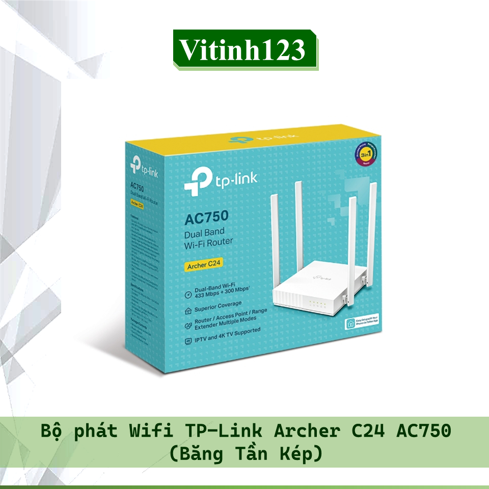 Phát wifi TP-Link Archer C24 AC750 (Băng Tần Kép)