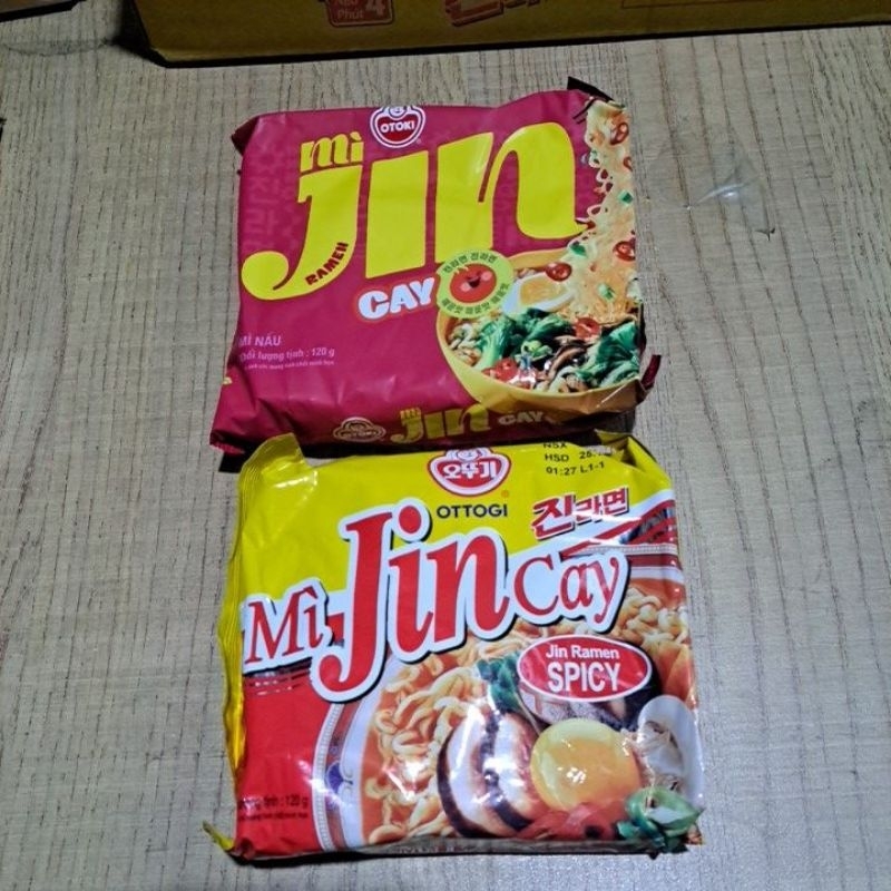 Lốc 5 gói MÌ JIN CAY 120G Otoki V10703, mì jin cay Ottogi, mì Jin không cay Otoki gói 120 g V10704