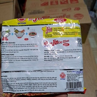 Lốc 5 gói MÌ JIN CAY 120G Otoki V10703, mì jin cay Ottogi, mì Jin không cay Otoki gói 120 g V10704