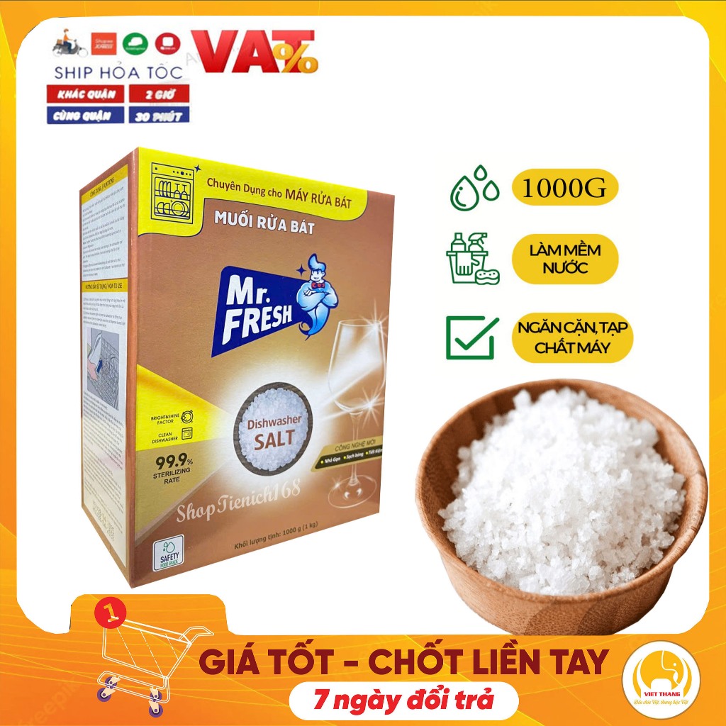 [Rẻ vô địch] Muối rửa bát Làm mềm,Chống đóng cặn MR.FRESH 1000G