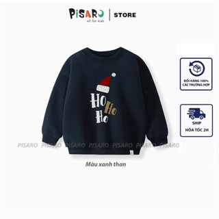Áo nỉ bông chủ đề Noel PISARO cho bé trai bé gái, áo sweater thu đông siêu ấm