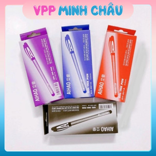 Hộp 6/12 bút viết gel chữ A Aikao AH-801A mực xanh/ đỏ / đen ngòi 0.5mm cho học sinh, sinh viên, văn phòng