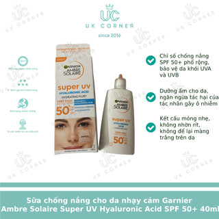   Bill UK  Sữa chống nắng cho da nhạy cảm Garnier Ambre Solaire Ultra-Light Sensitive Sun Protection Fluid SPF50+ 40ml 