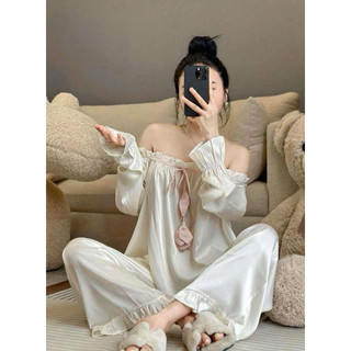  Set lụa mặc nhà kiểu dáng babydoll có dây thắt nơ chuông ,có 2 phân loại ngắn  dài   Mã #60  