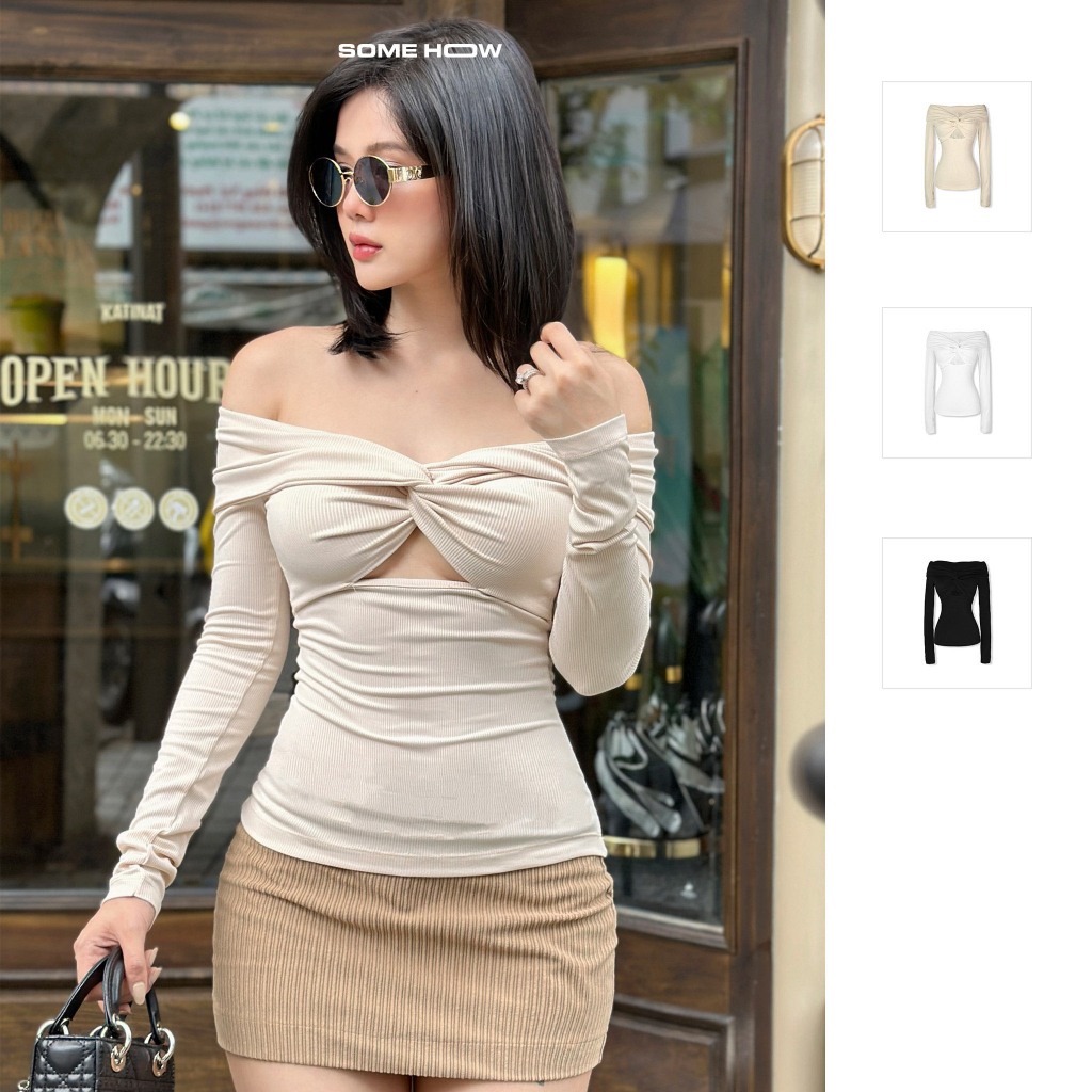 Áo Nữ Long Sleeves Pullover Solid, Chất Vải Thun Gân Thoải Mái, WKI023 , SOMEHOW