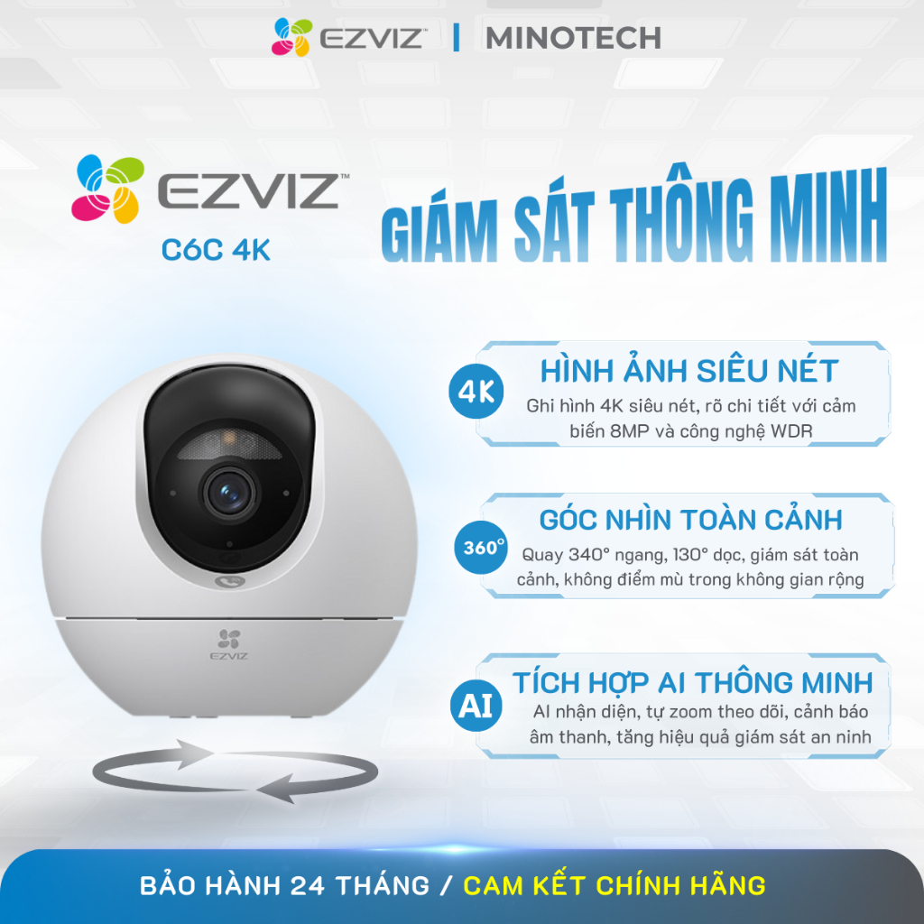 Camera xoay wifi thông minh Ezviz C6C 4K