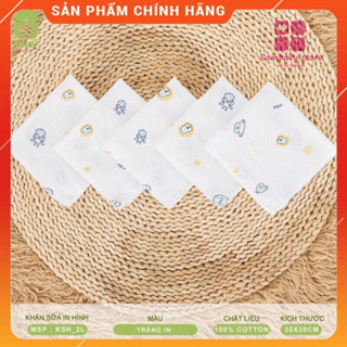 Set 5 Khăn Sữa In Hình Mipbi 30*30cm Cho Bé