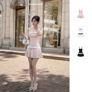  Đầm Ngắn Nữ Bowtie Loose Pleat  Chất Vải Tafta Xước Thoải Mái  WDN059 SOMEHOW 