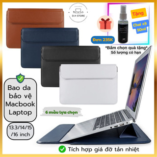 Bao da Macbook Air/Pro Đa Năng, Túi chống sốc bảo vệ Laptop tích hợp làm Giá Đỡ và đệm lót cổ tay