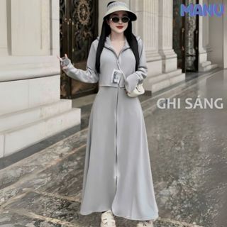  Áo chống nắng nữ toàn thân thiết kế phần thân trên 2 lớp croptop vải cotton co giãn 4 chiều chống UV 